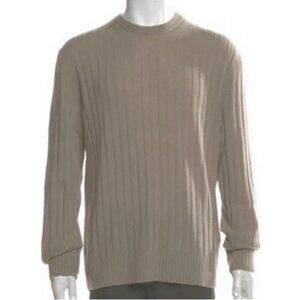 NEW $1300 Brioni Pure Cashmere Sweater! e 54 Large  Taupe (Grayish Tan) Crewneck